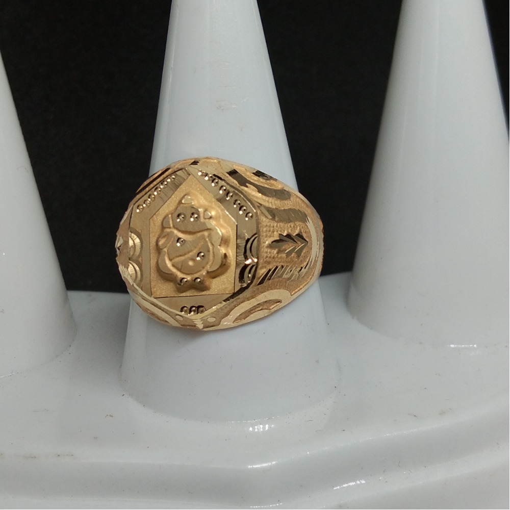 22KT Gold Antique Ganesha Design Gents Ring