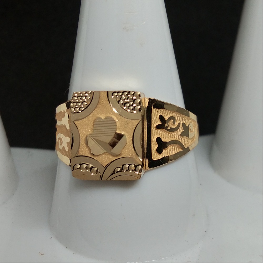 916 Gold Antique Rose Design Gents Ring