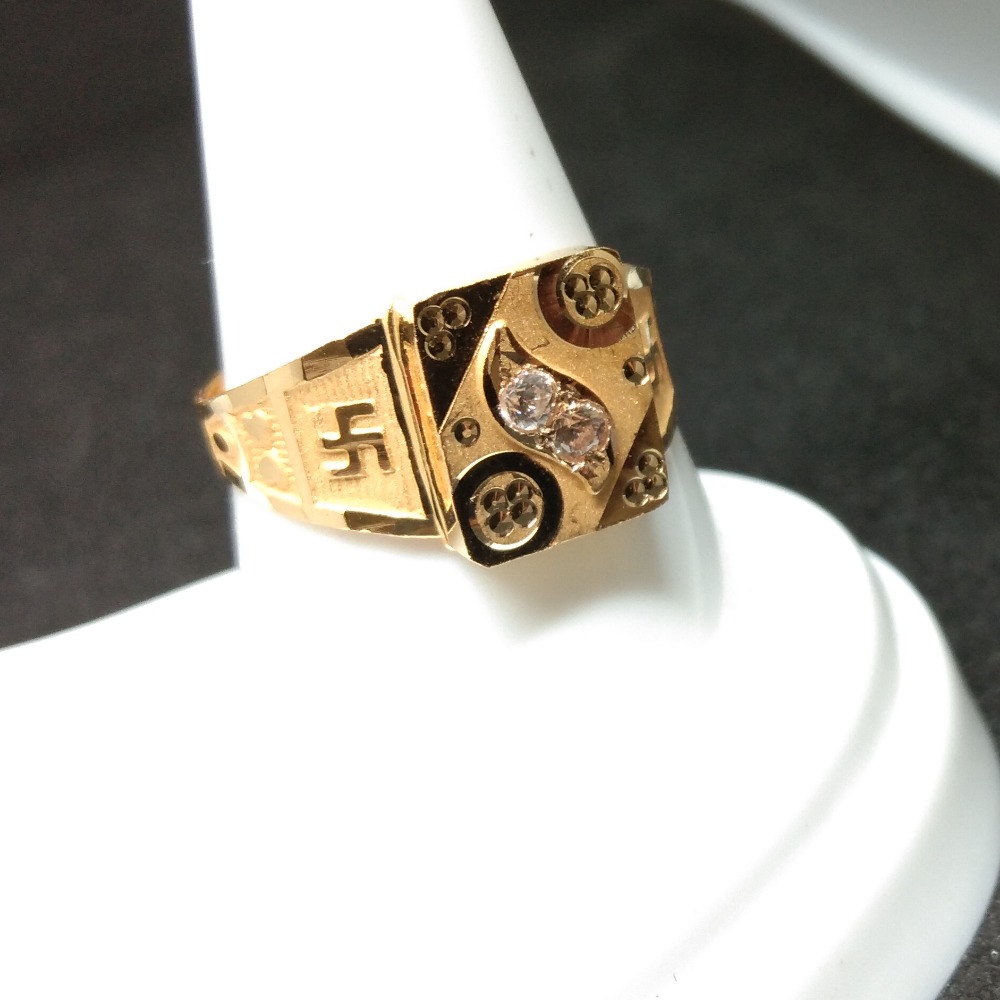 22KT Gold Swastik Design Gents Ring