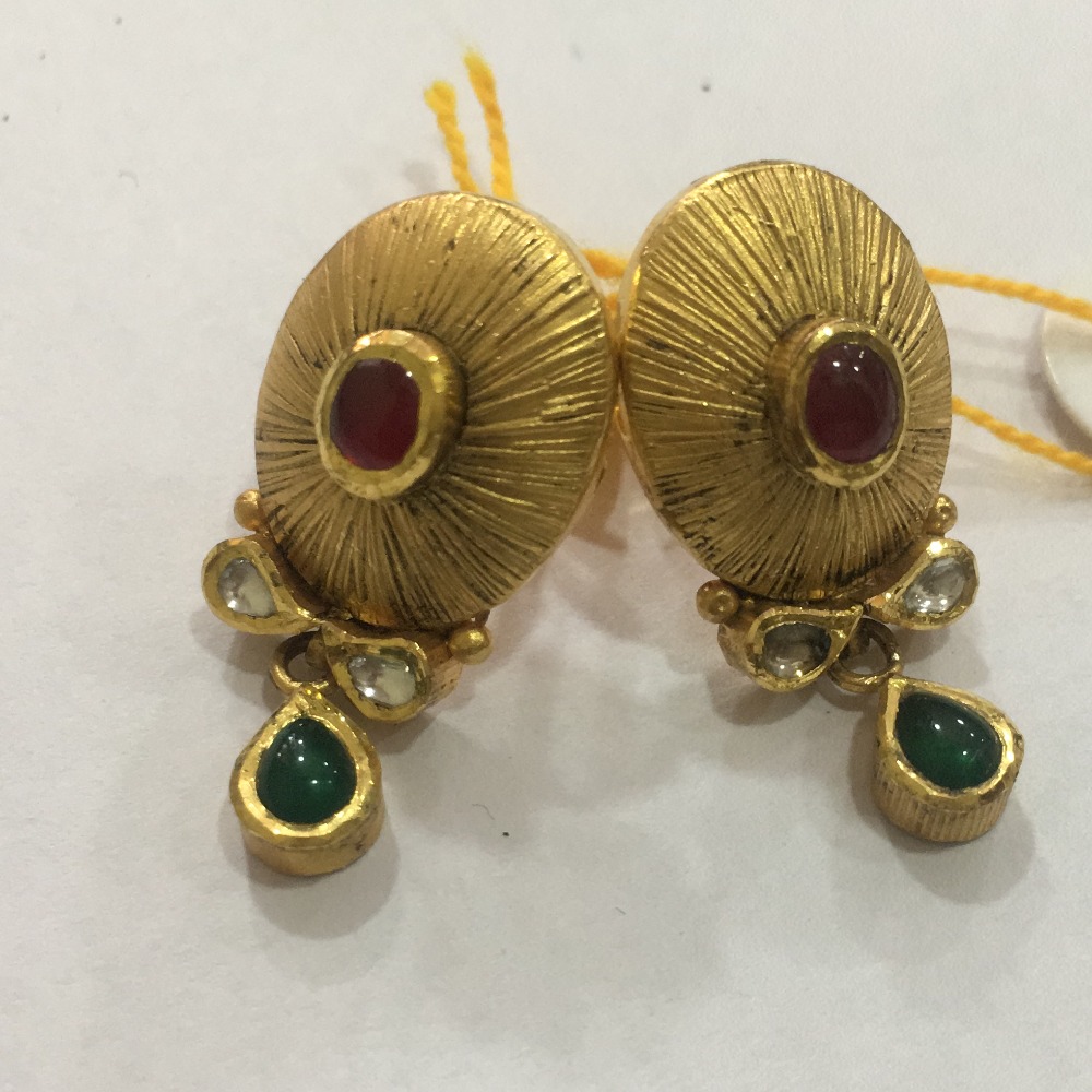 22KT Gold Antique Meenakari Butti