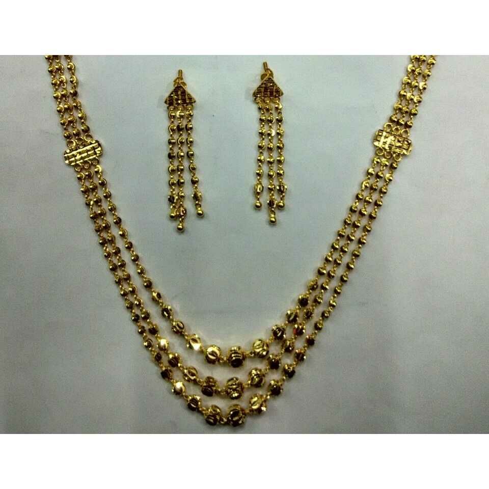 22KT Gold Designer 3 Line Necklace Set