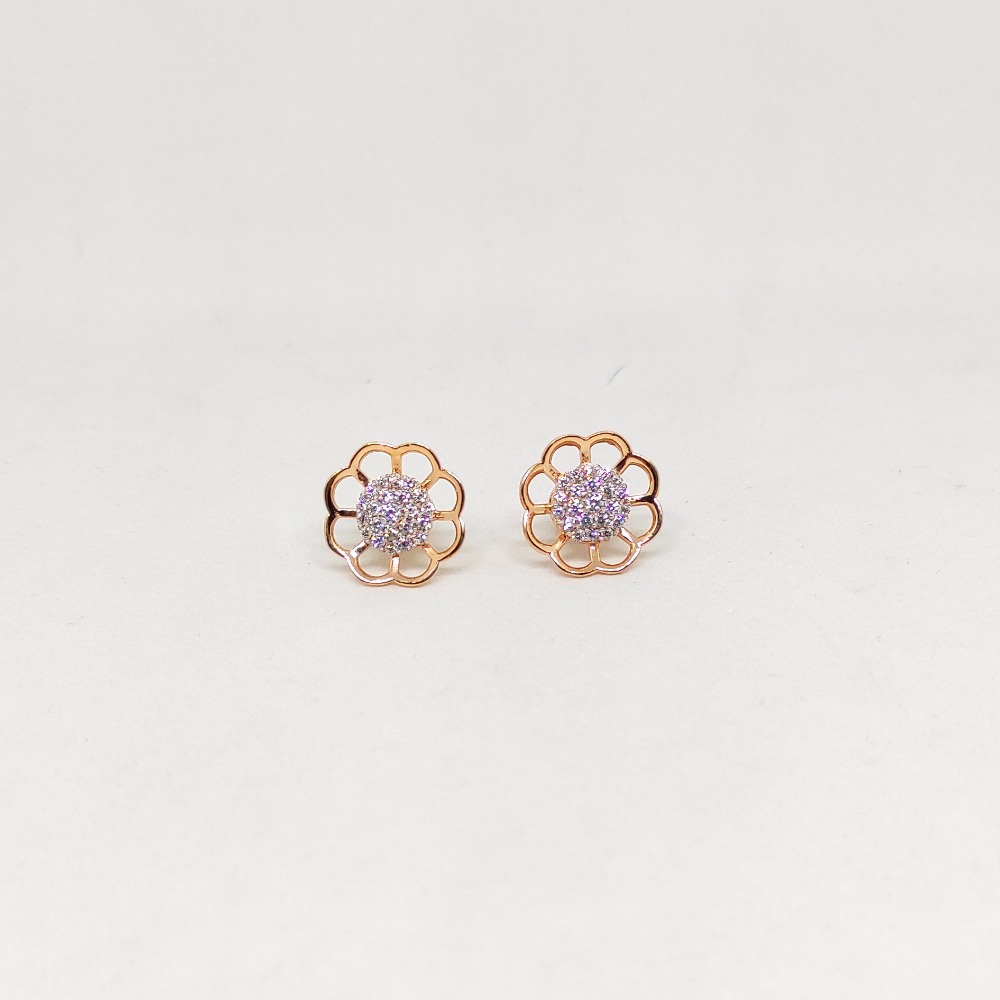 18K Rose Gold Floral Design Earrings