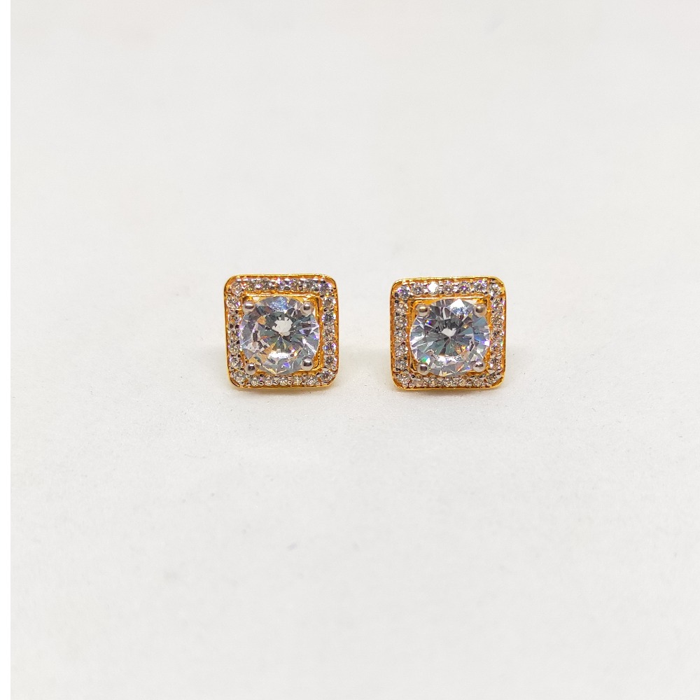 Designer gold solitaire earrings