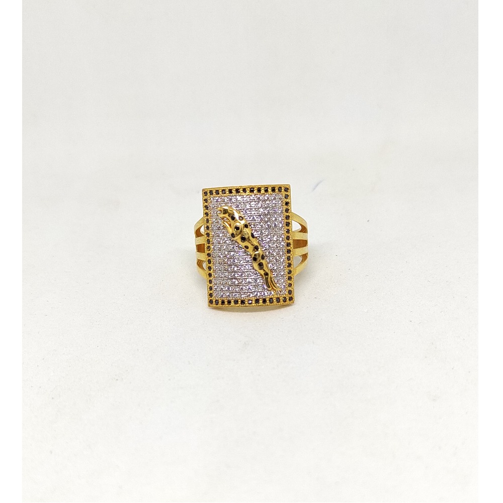 22k Gold cz jaguar logo design ring