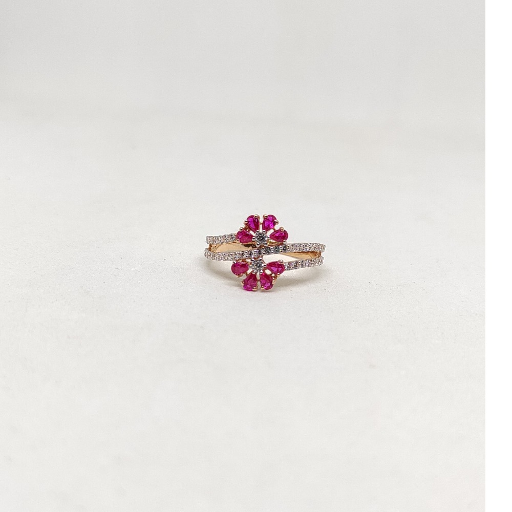 18k rose gold with pink flower ring