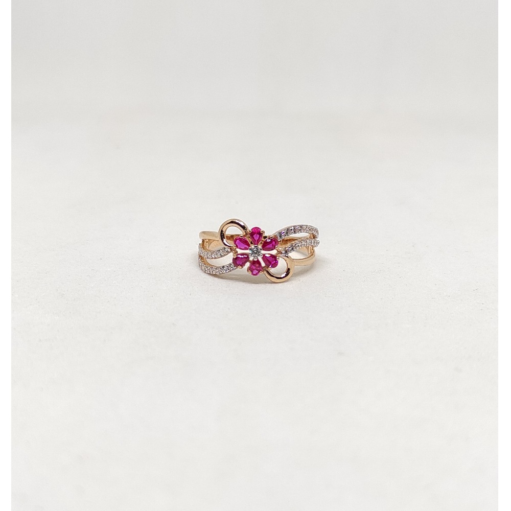 18k Rose gold pink Flower design ring