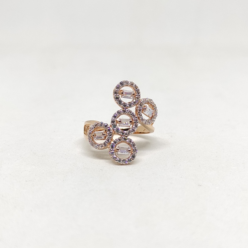 18k Rose gold cz Multiple Round design ring
