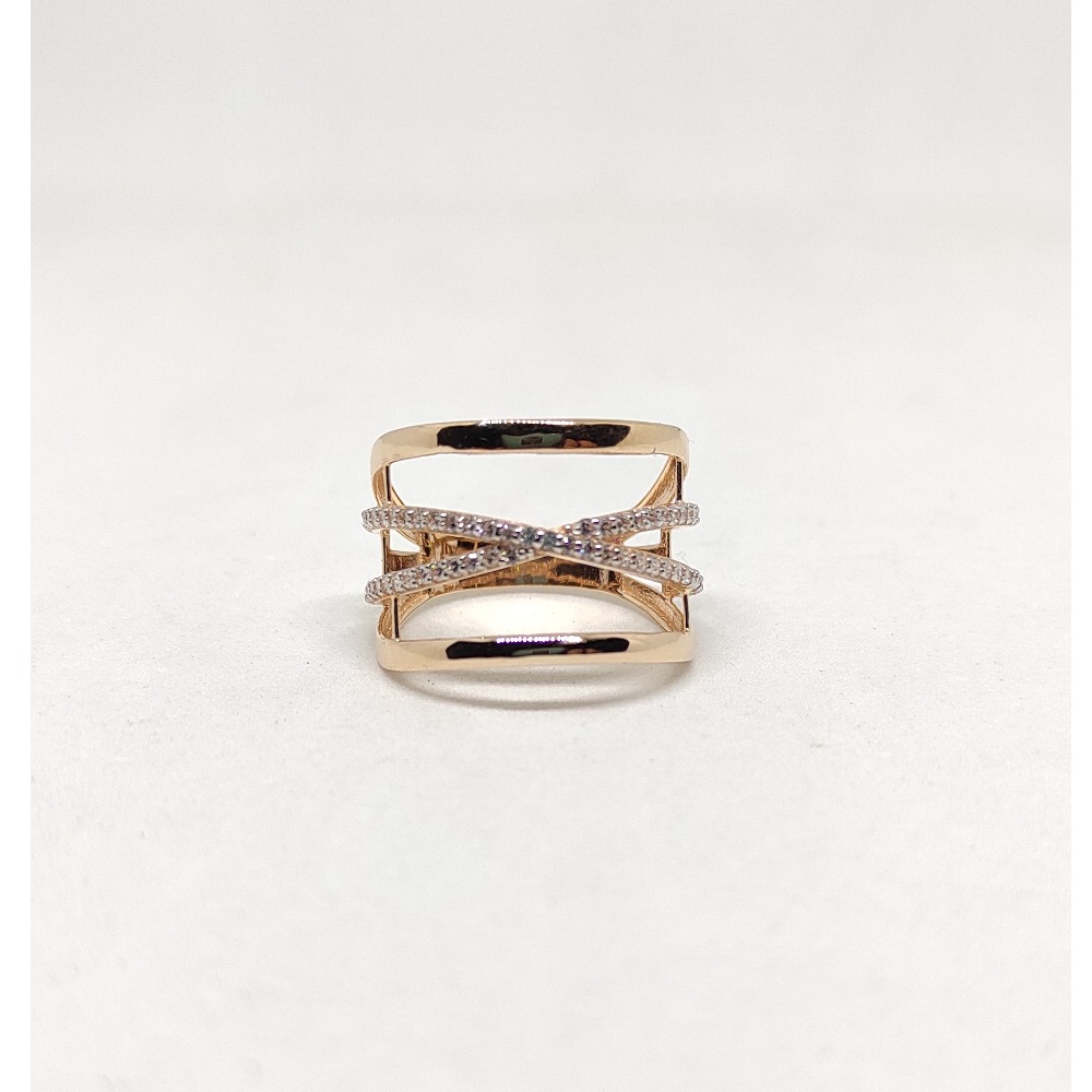 18 Rose gold cz round outline ring