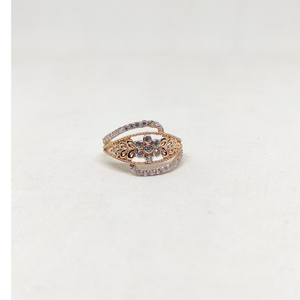 18k Rose gold cz Modern design ring