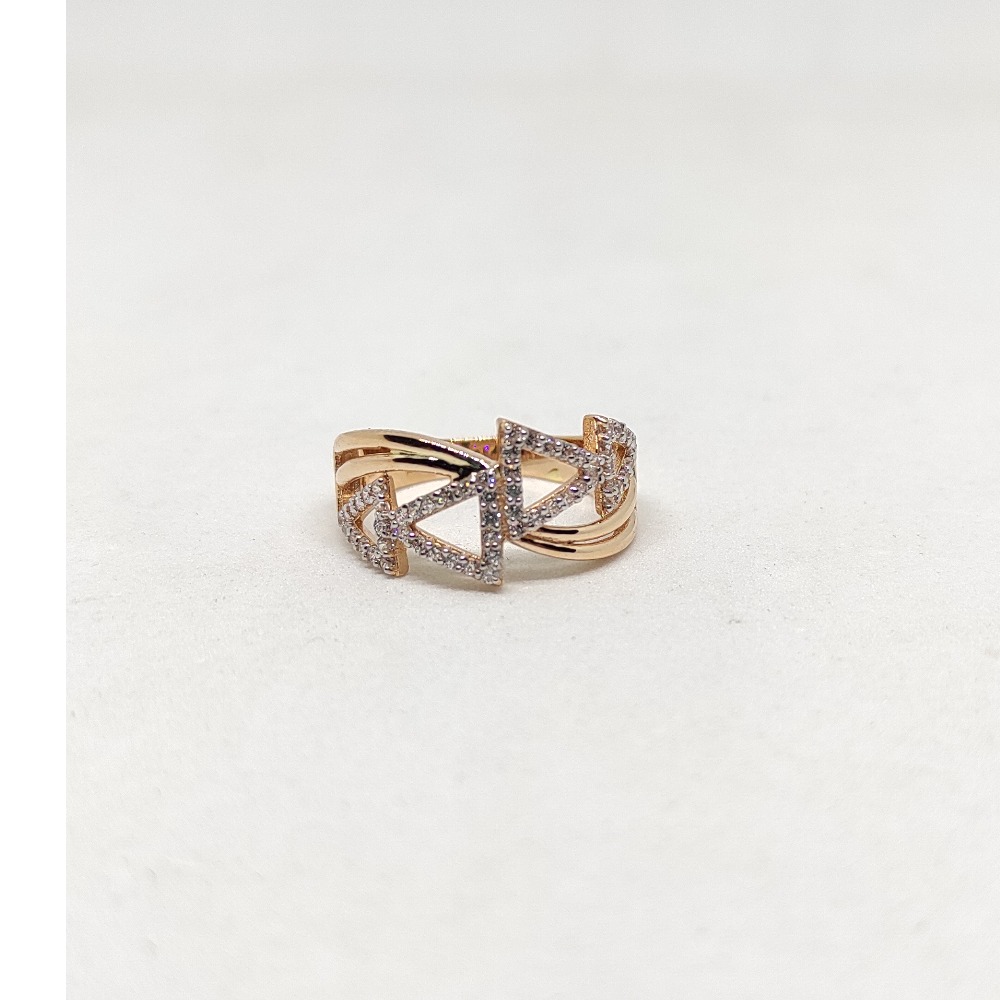 18k Rose gold cz Multiple Triangle designs ring