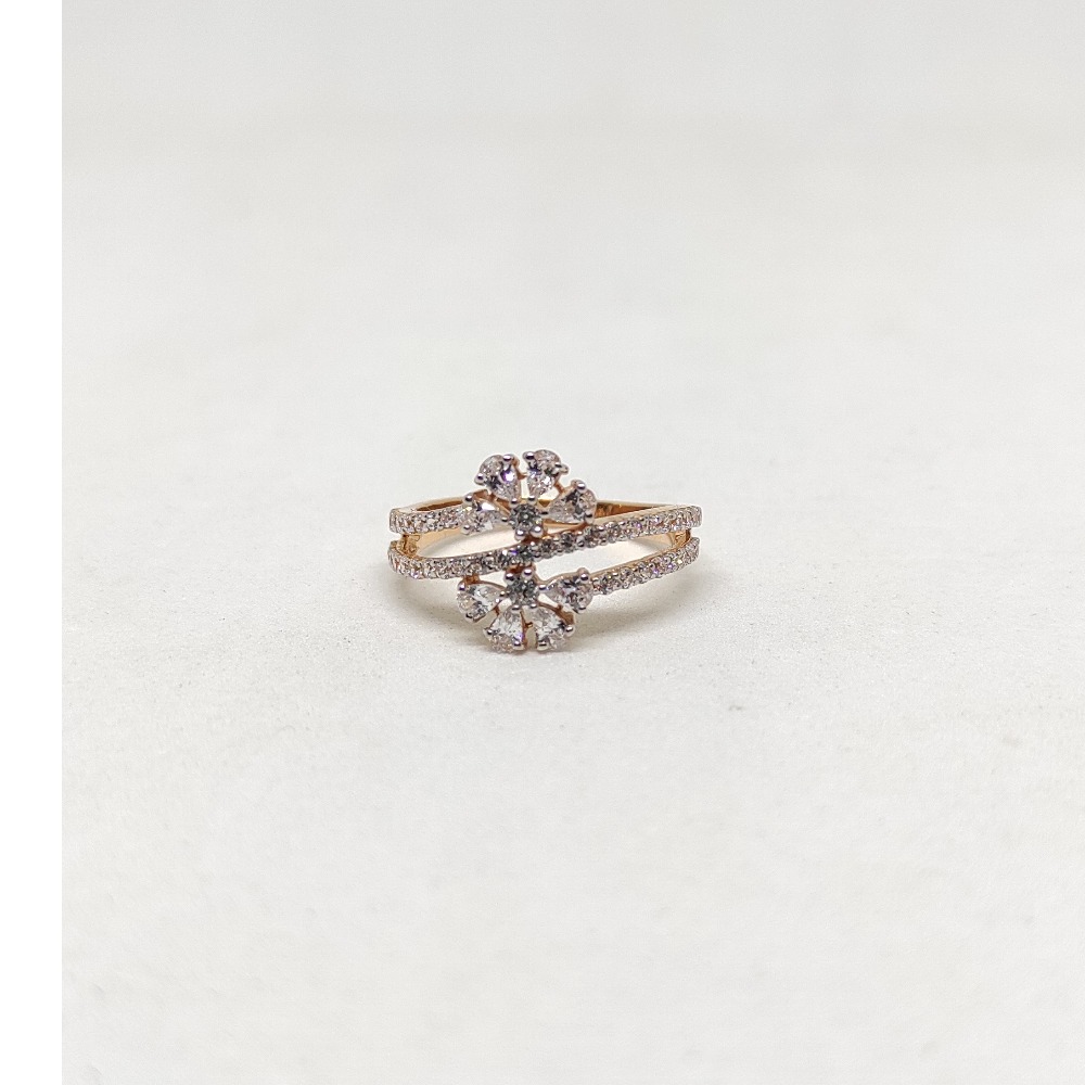 18k Rose gold with CZ casual ring