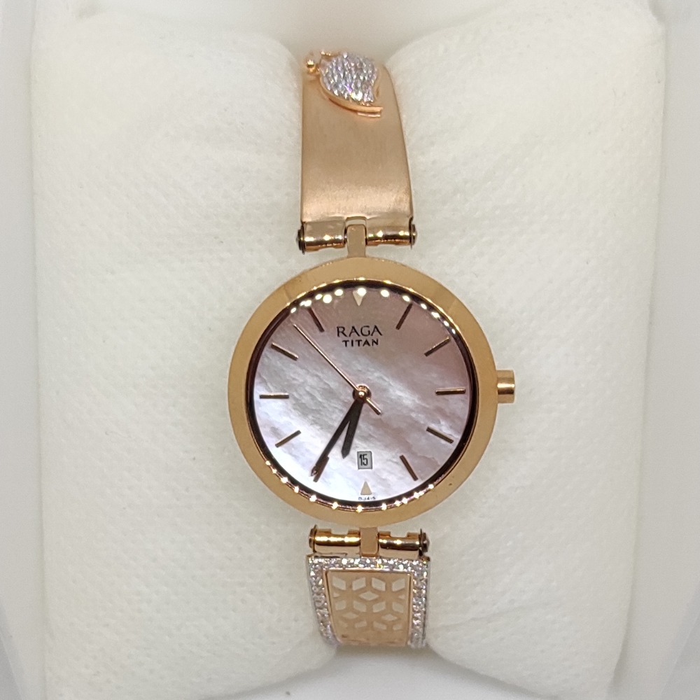 Rose gold c z stone designer watch