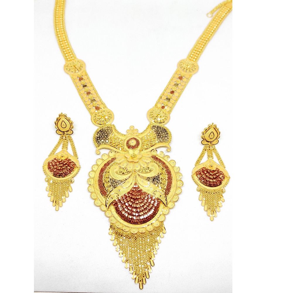 916 gold meenakari long necklace set