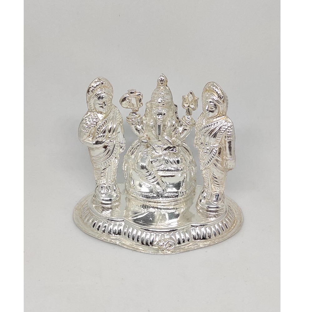 Silver God Riddhi Siddhi Ganeshji Murti