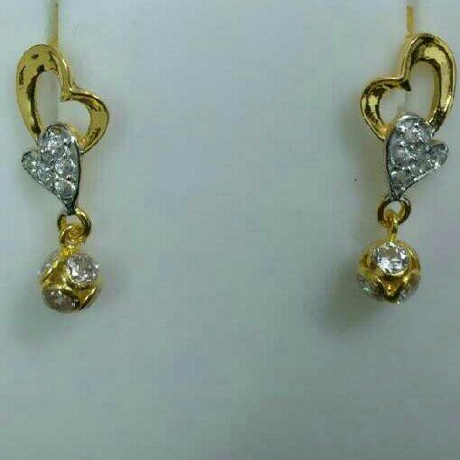 Gold CZ Ladies Vertical Earrings