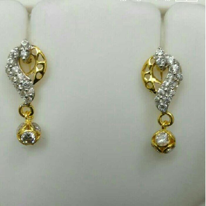 Modern Gold CZ Ladies Earrings