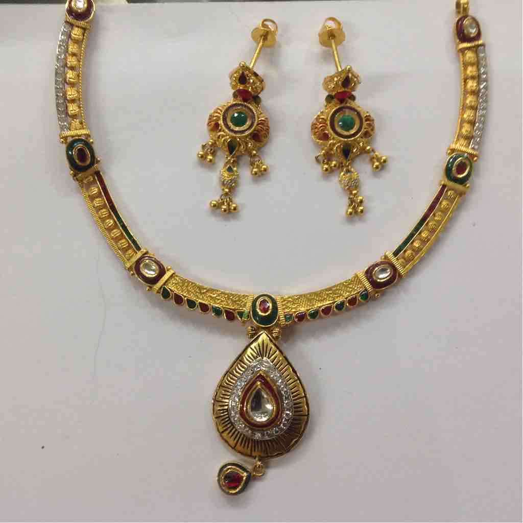 916 Gold Antique Jadtar Necklace Set