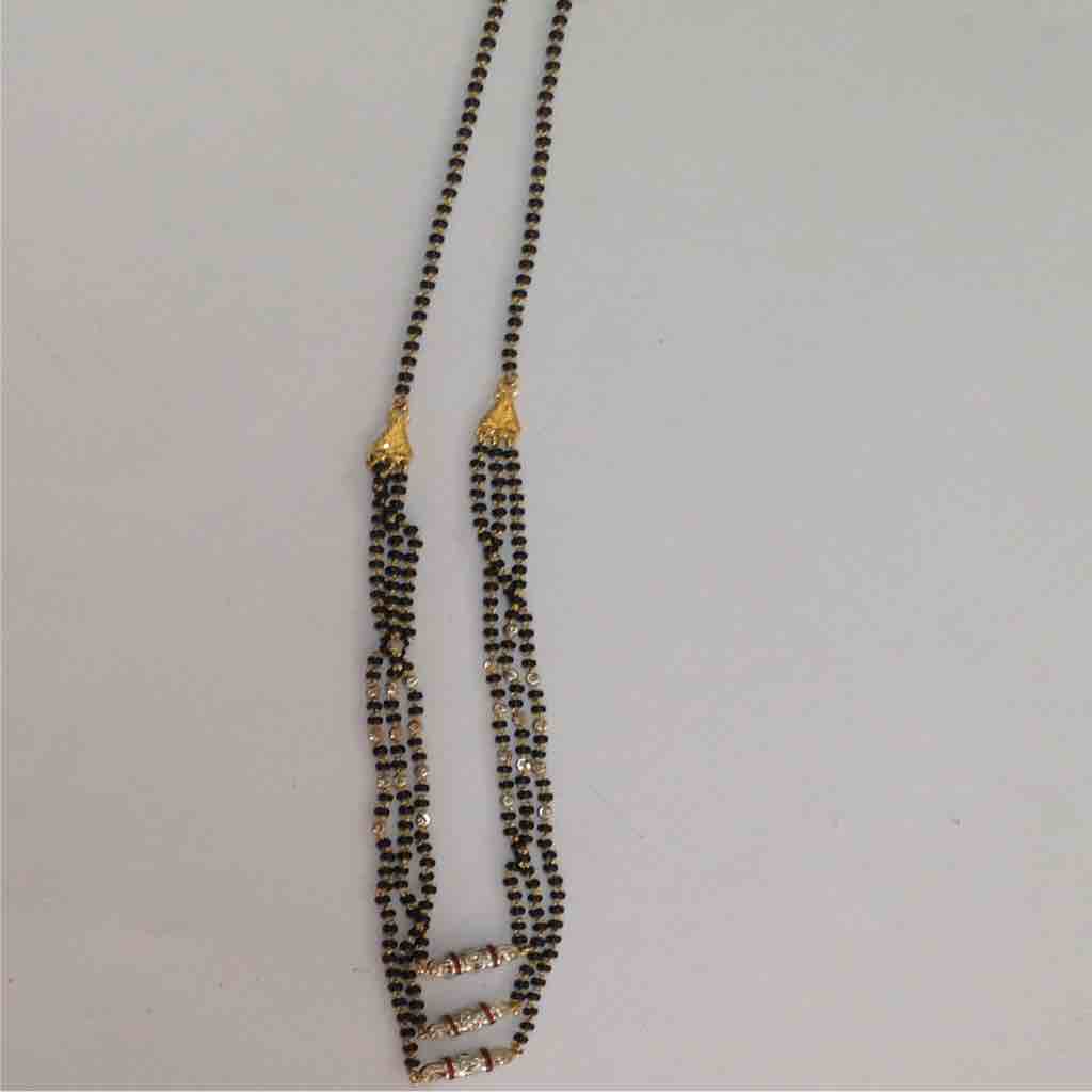 916 Gold Delicate Black Beads Mangalsutra