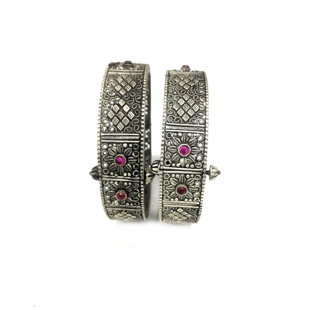 925 Silver Antique Flower Design Kada
