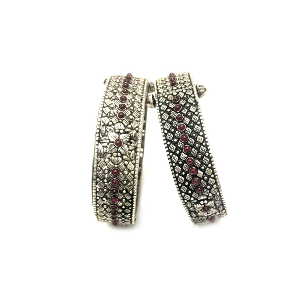 925 Silver Antique Marron Color Stone Kada