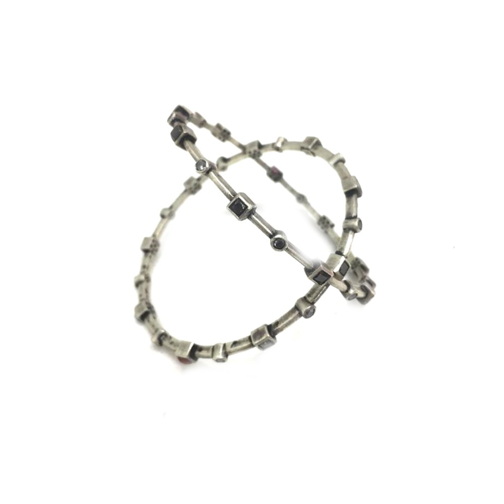 925 Silver Antique Light Weight Studded Bangle
