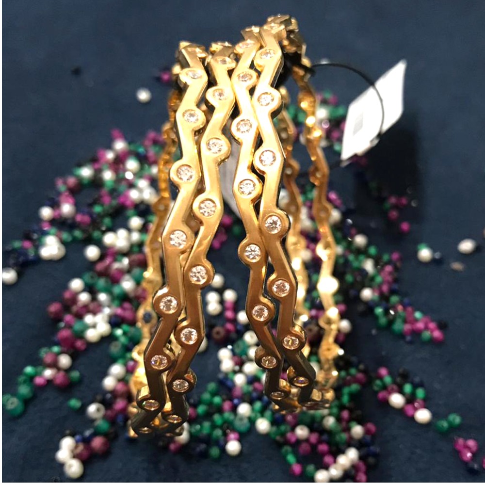 916 Gold Designer CZ Bangle