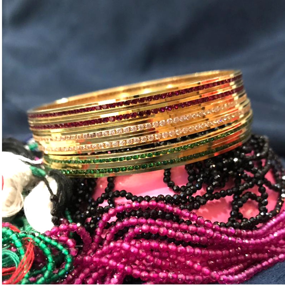 916 Gold CZ Diamond Bangles