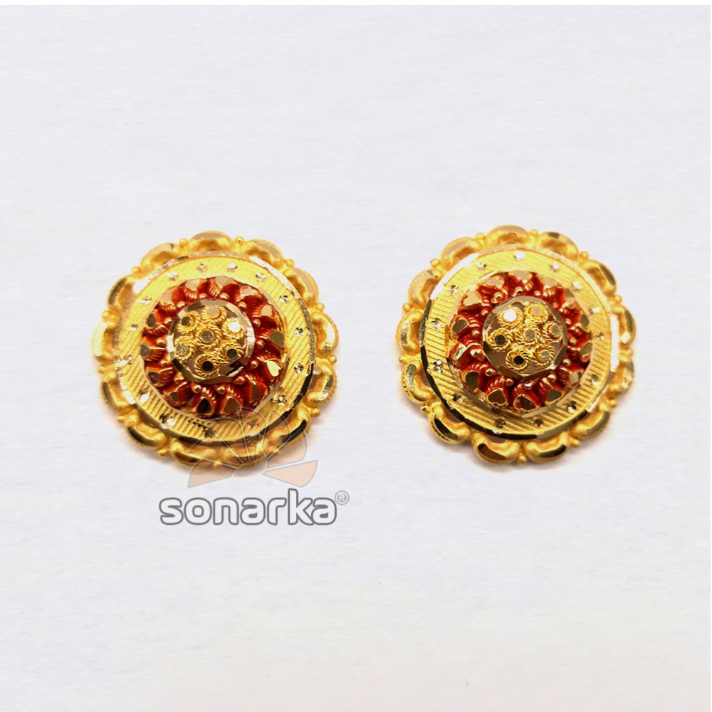 22KT Plain Gold Handmade Round Earrings