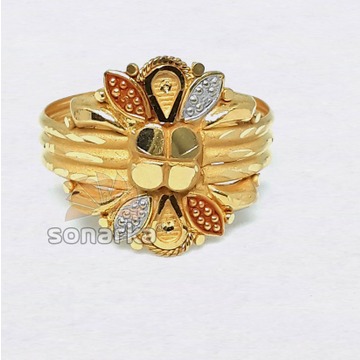 22kt Gold Hollow Triple Pipe Ring for Ladies