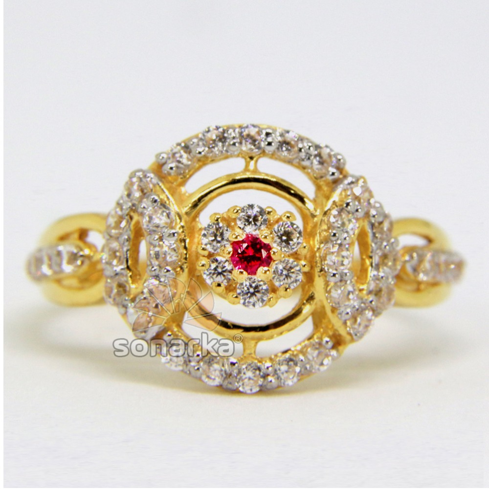 22ct Hallmarked Gold ladies Ring Studded with Cubic Zircon stones