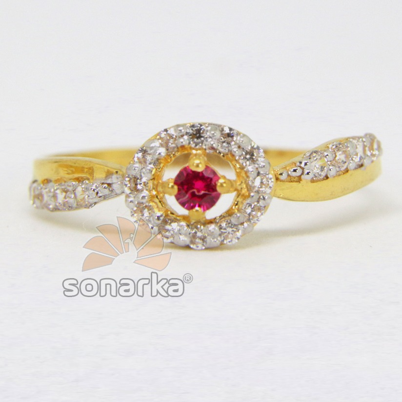 22ct 916 CZ Diamond Yellow Gold Ladies Ring