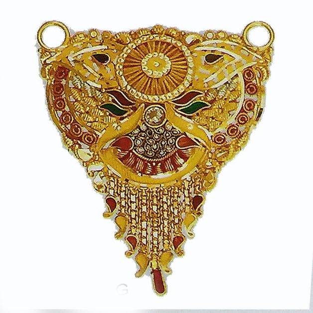 916 22kt Yellow Gold Mangalsutra Pendant Minakari