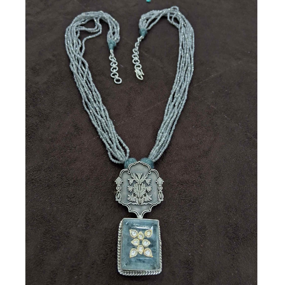 925 Sterling silver Turquoise Pendant kundan antique necklace