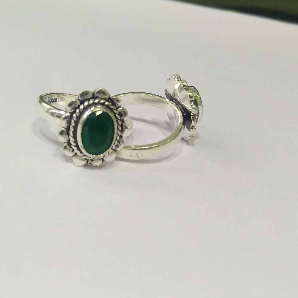 925 sterling silver  green stone oxidised bichhiya for women