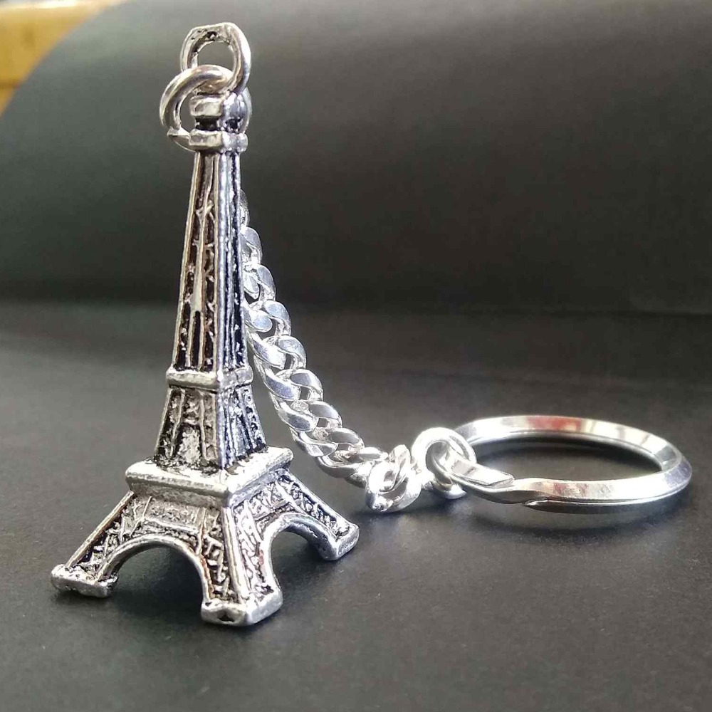 Silver  eiffel tower keychain   for bike / car key