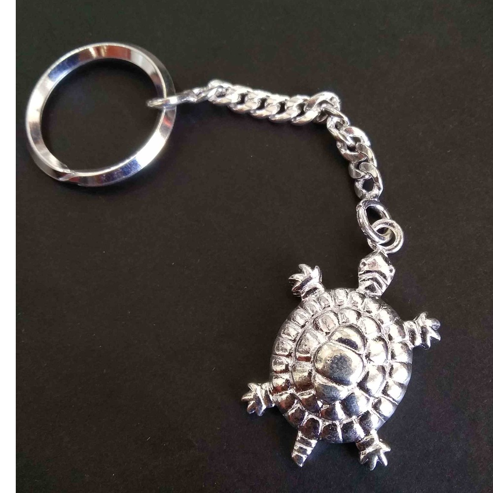 Silver tortoise  keychain  for  home / bike  key