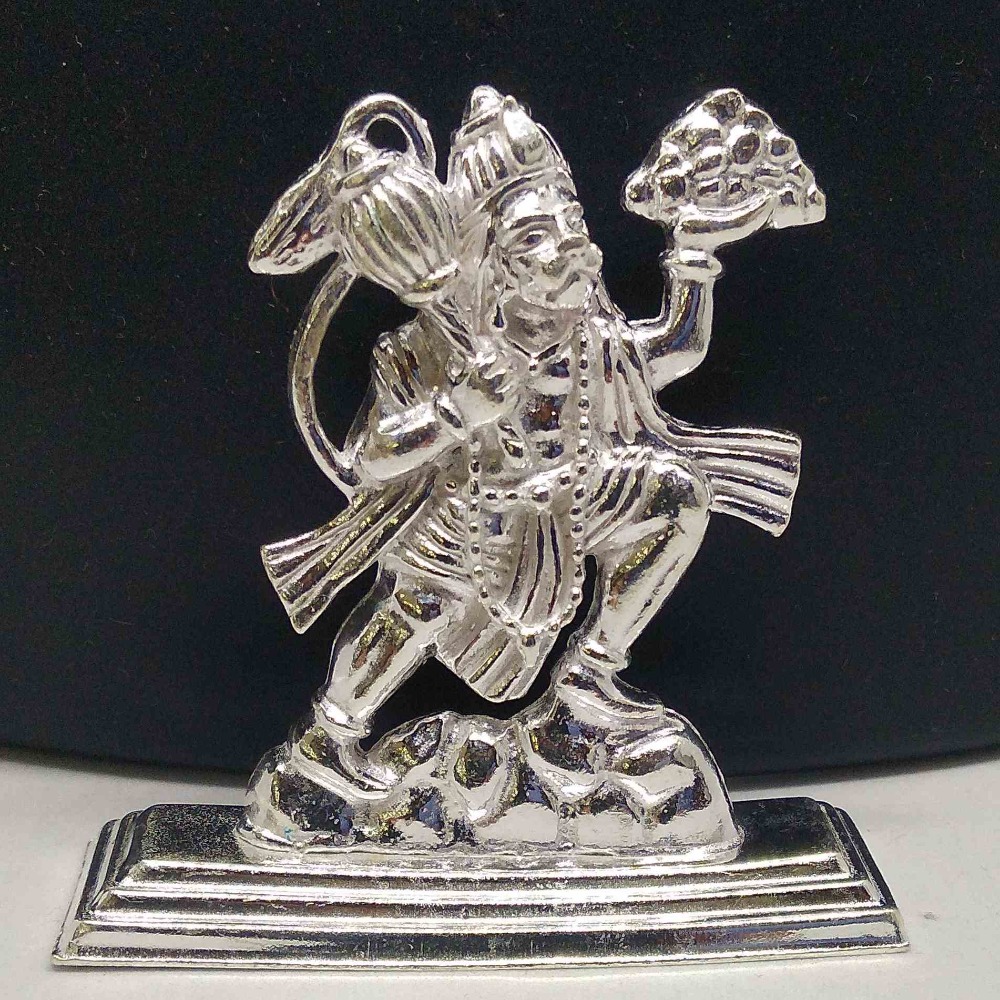 Silver shree ram bhakt hanuman ji with  hill  murti for pooja