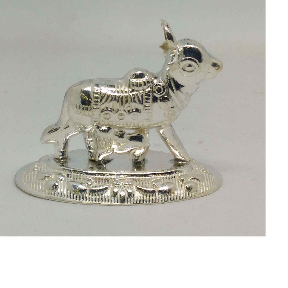 Silver Gau Mata With bachhda  murti  For gift / pooja