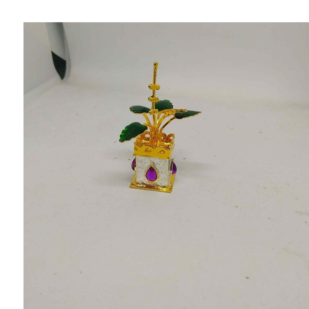 silver gold plated  small tulsi  plants  for gift / pooja