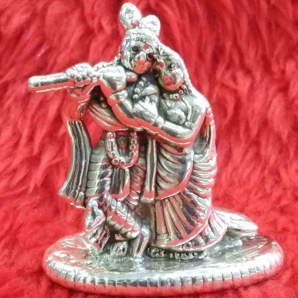 Silver bhagwan shri krishna & radha rani murti for pooja