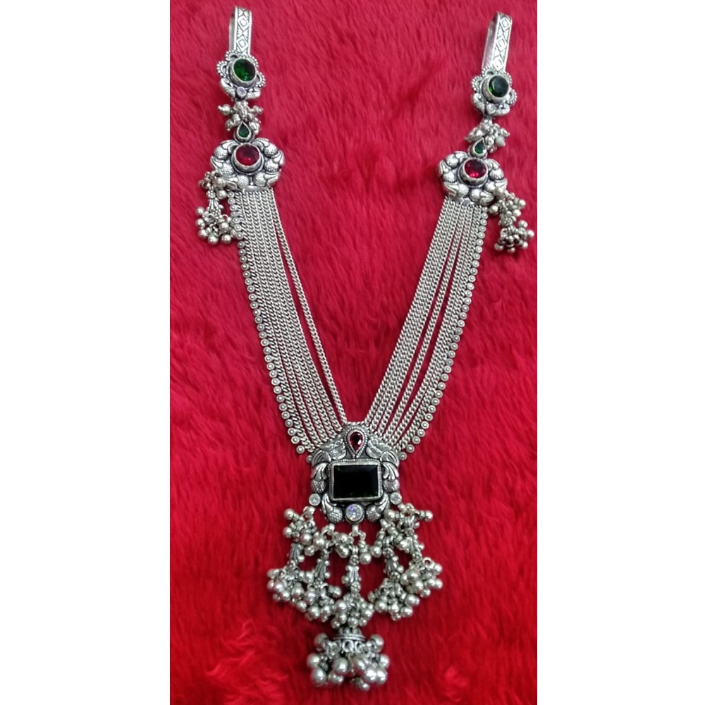 Silver Traditional Color Stone Antique Designer Kandora For Ladies