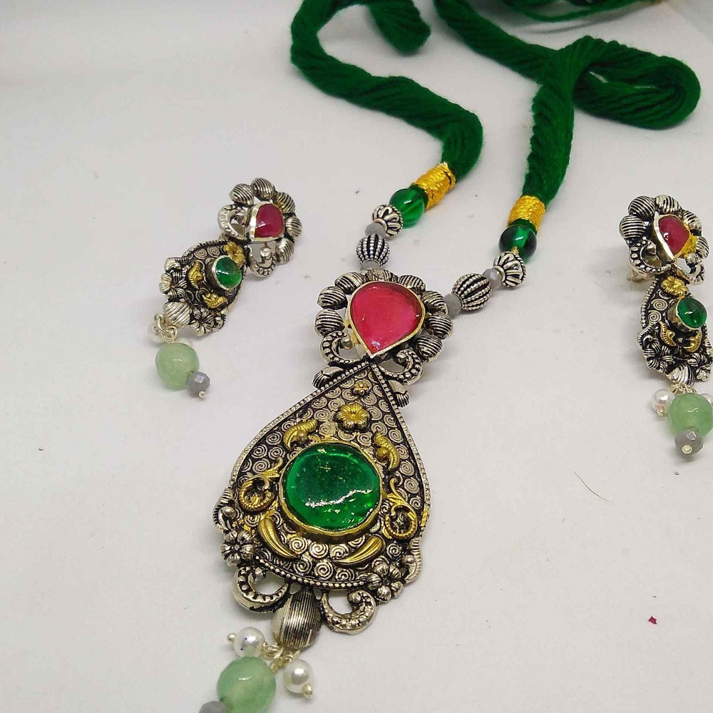 925 silver  antique pendant with earring set for women