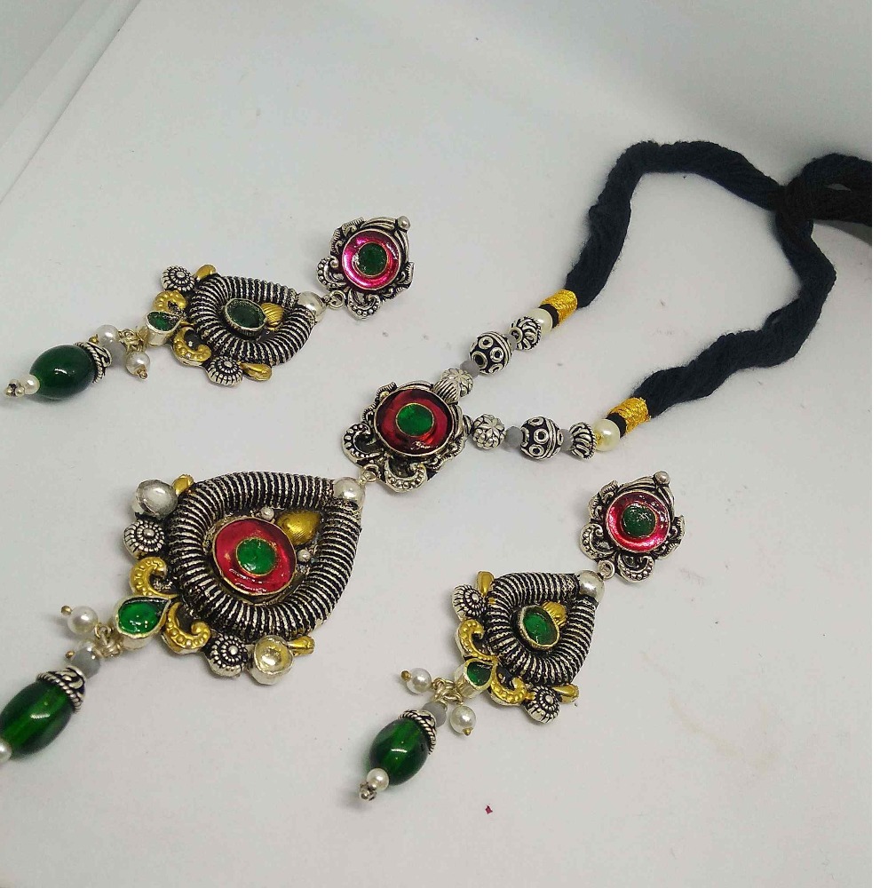 925 silver  antique pendant with earring set for women