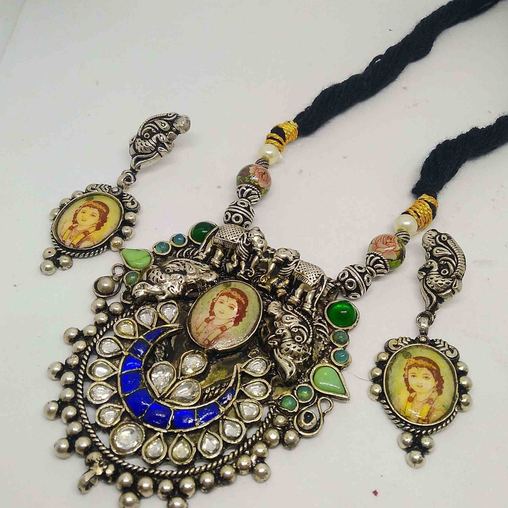 925 silver  antique pendant with earring set for women