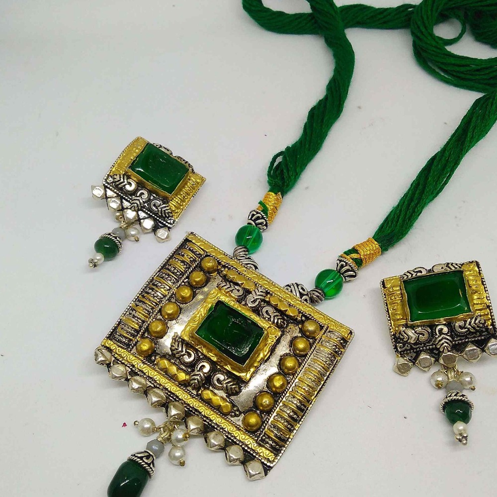 925 silver antique pendant with earring set for women