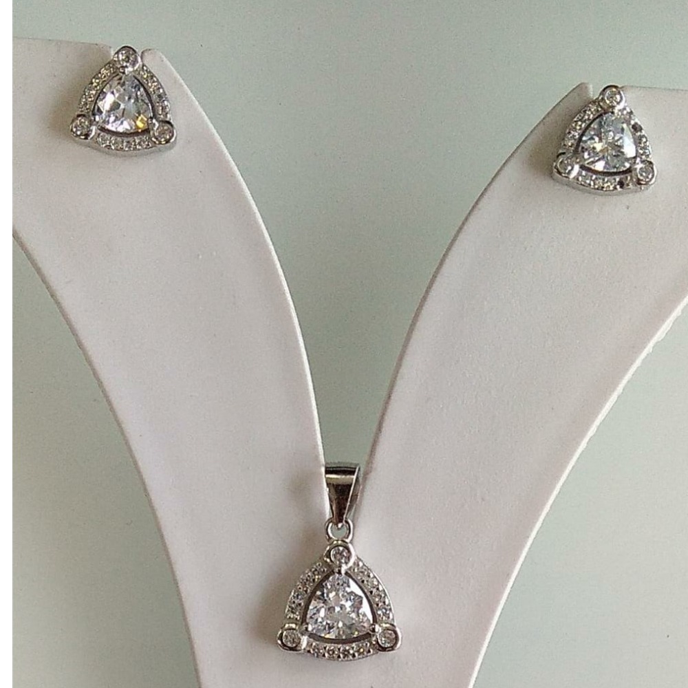 925  Silver white  color stone & diamond   Pendant butti  For girls