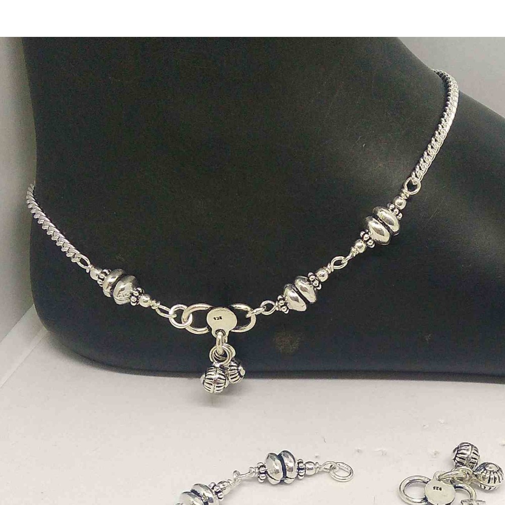 925   silver  simple delicate oxidised  payal / anklet for girls