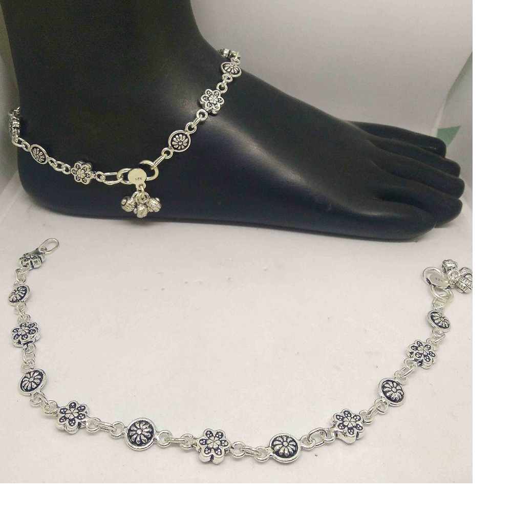 925  sterling silver designer oxidised payal / anklet for girls