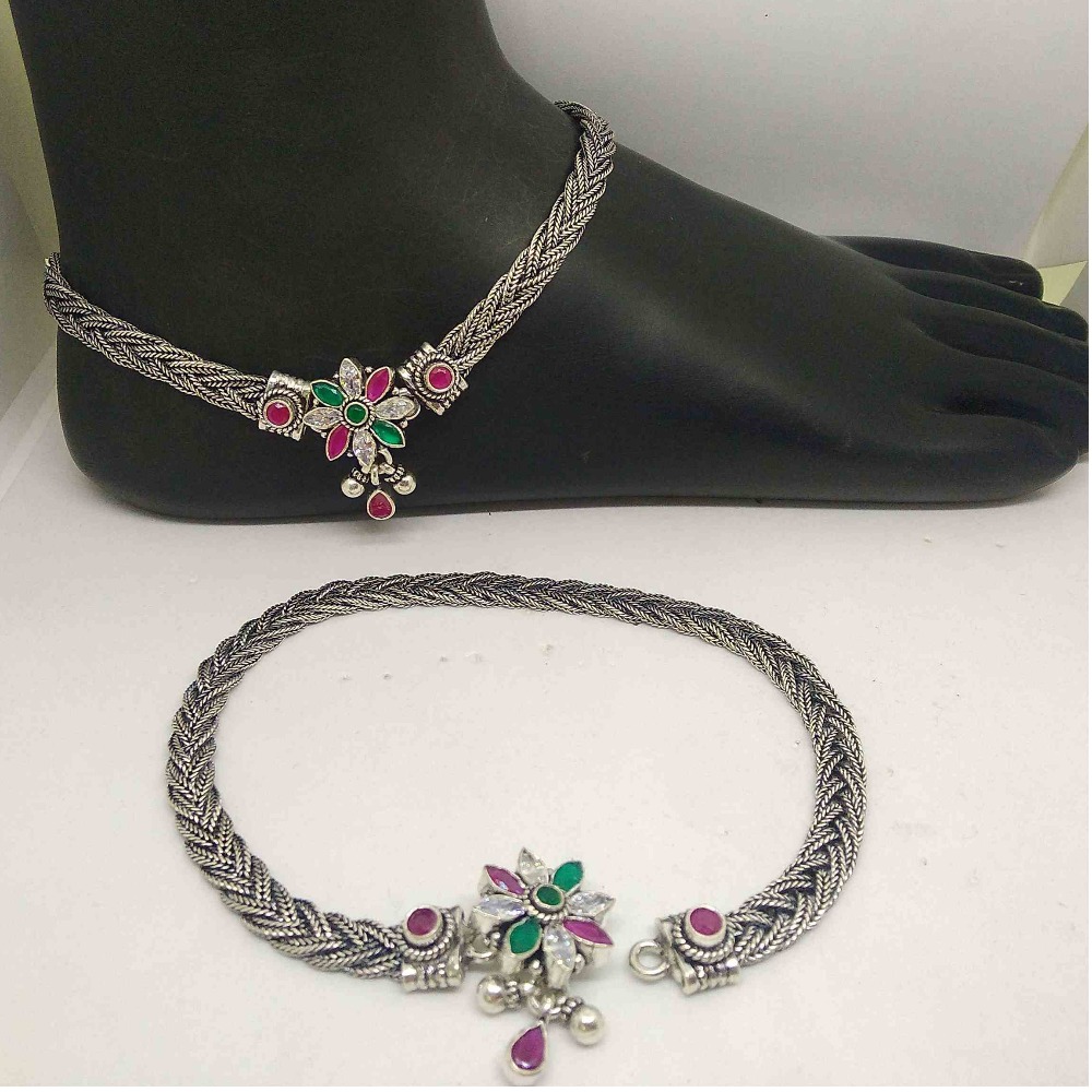 925 sterling silver oxidised italian payal for girls