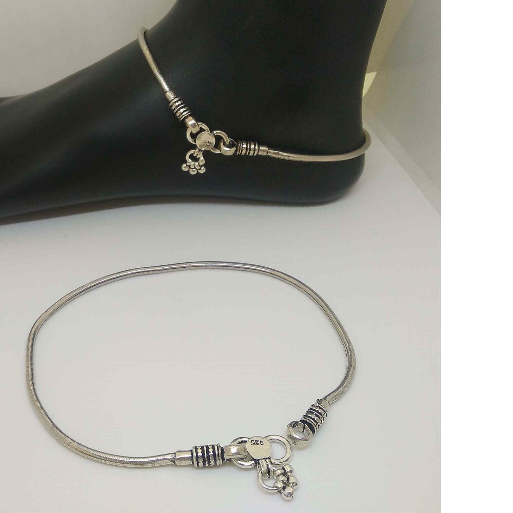 925 silver simple chain oxidised payal/anklet for girls